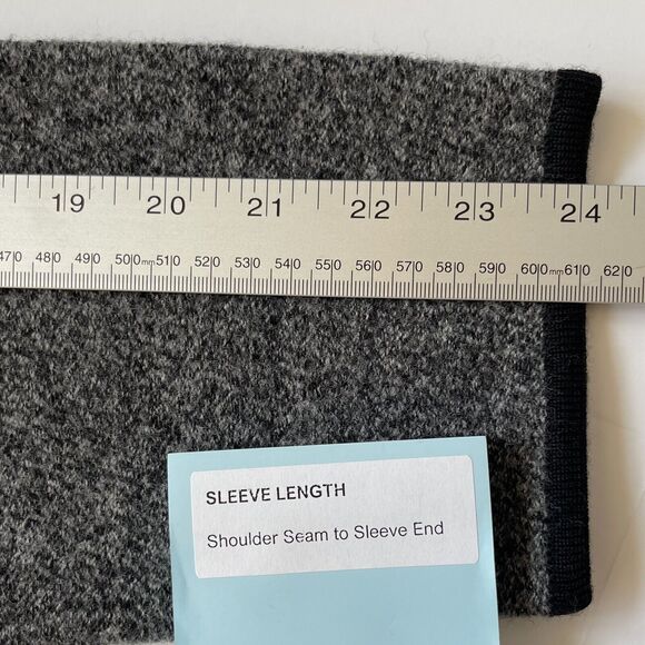 Field Manor Women Tunic Wool Jacket Size‎ L Gray Black Piping Modern Classics - Picture 12 of 12